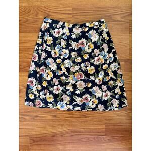Vintage 90s Floral Skort Navy Cottagecore Mini Skirt Size 4